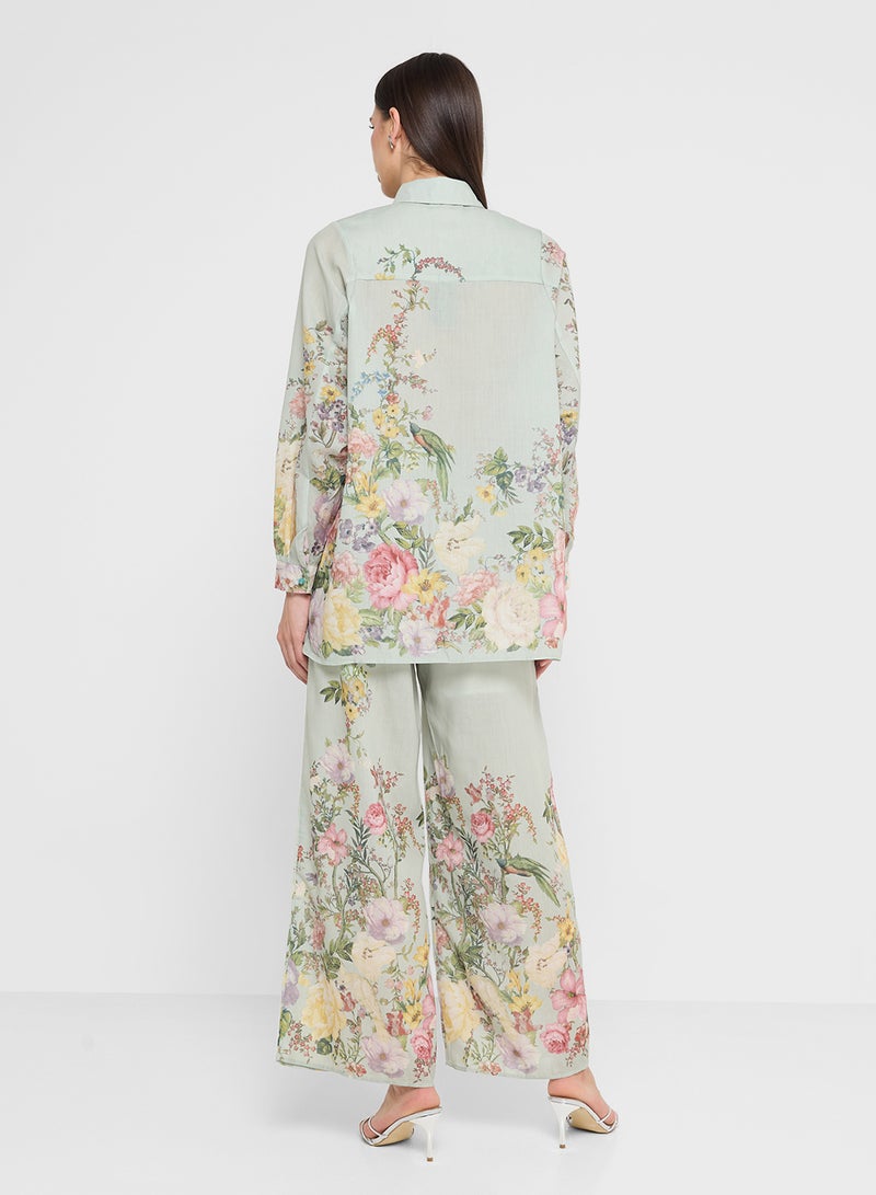 خزانة طقم بنطلون بطبعة زهور - Image 2