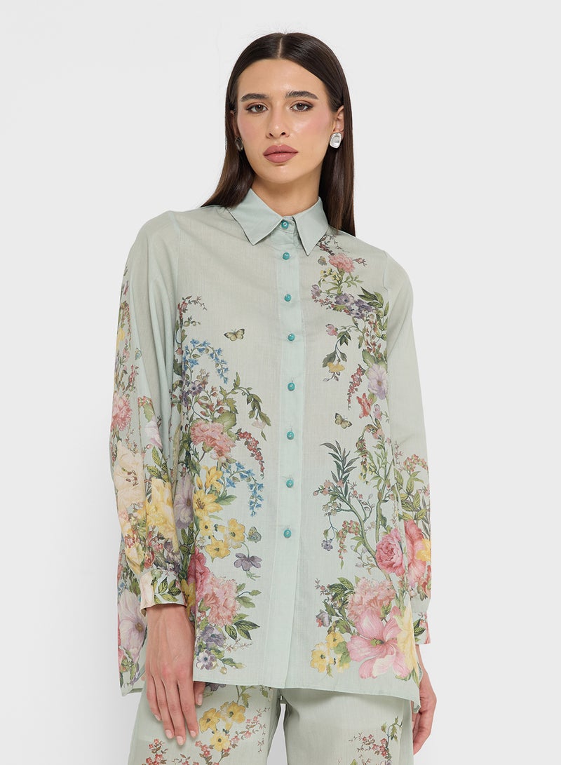 خزانة طقم بنطلون بطبعة زهور - Image 3