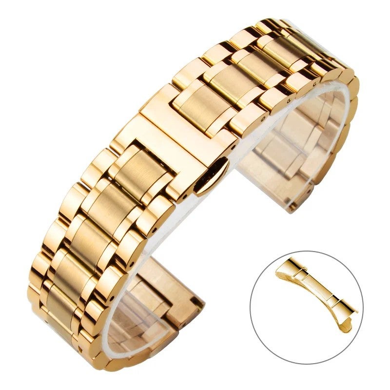 Bluejw Stainless Steel Metal Watch Band for Men – 20mm 22mm 24mm Curved End Replacement Strap, Durable & Comfortable Bracelet Compatible with Multiple Watch Models - Image 1