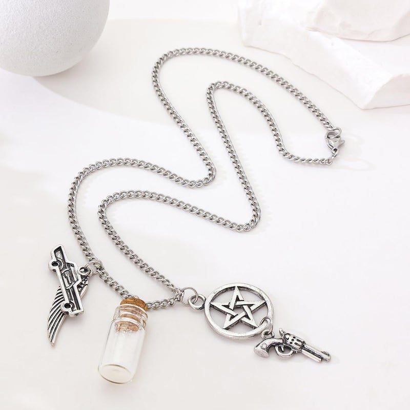 Niche-Finds Supernatural Inspired Salt Bottle Protection Charm Necklace Pendant - Stainless Steel Chain - Image 3