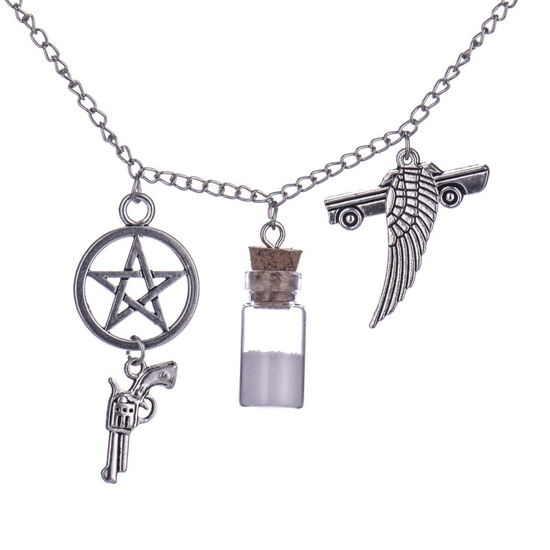 Niche-Finds Supernatural Inspired Salt Bottle Protection Charm Necklace Pendant - Stainless Steel Chain - Image 1