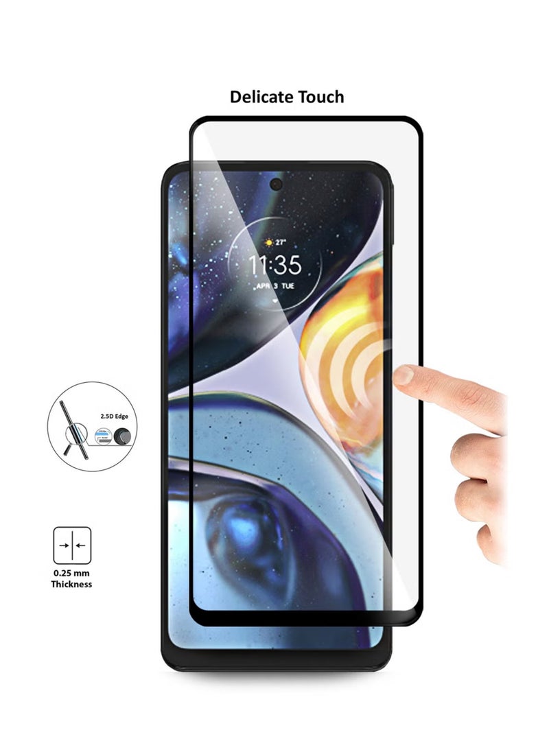 Generic - Motorola Moto G22 Screen Protector - Edge to Edge Tempered Glass Screen Protector - Black, High Transparency, Delicate Touch, Anti-Explosion, Smooth Arc Edges, Easy Installation. - Image 1