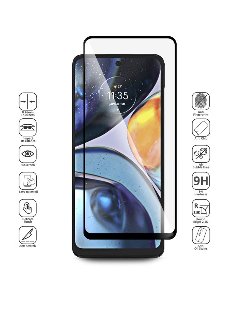 Generic - Motorola Moto G22 Screen Protector - Edge to Edge Tempered Glass Screen Protector - Black, High Transparency, Delicate Touch, Anti-Explosion, Smooth Arc Edges, Easy Installation. - Image 1