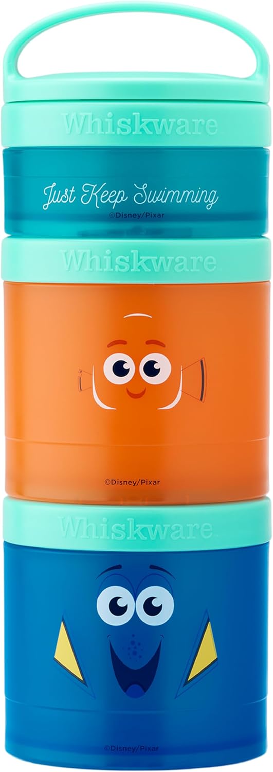 Whiskware Disney Pixar Stackable Snack Containers for Kids 3 Stackable Snack Cups for School and Travel Finding Nemo with Nemo and Dory - Image 1