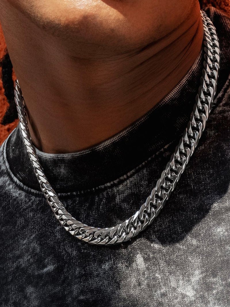 U7 Men's Big Chain 12MM Wide 22" Stainless Steel Franco Curb Necklace Hip Hop Punk Jewelry Cuban Link Chain for Men Women - Image 2