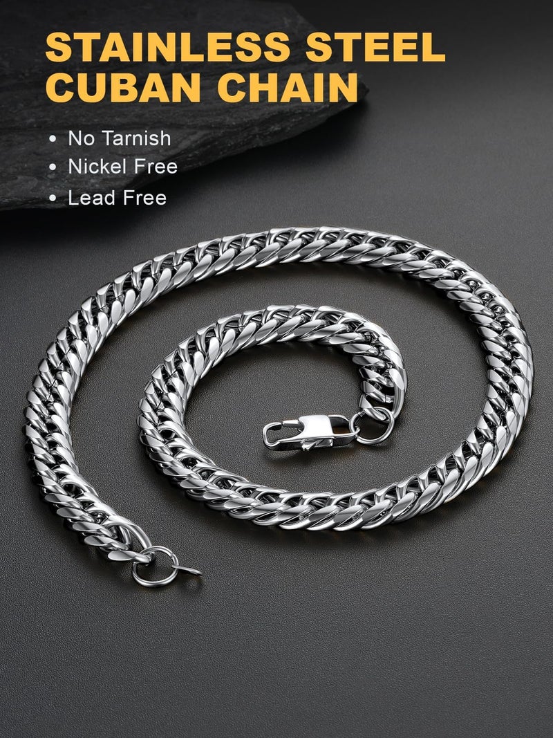 U7 Men's Big Chain 12MM Wide 22" Stainless Steel Franco Curb Necklace Hip Hop Punk Jewelry Cuban Link Chain for Men Women - Image 4
