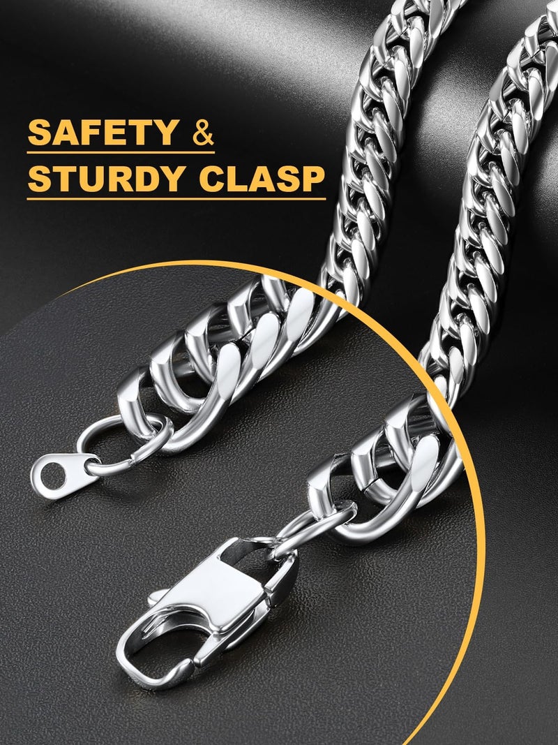 U7 Men's Big Chain 12MM Wide 22" Stainless Steel Franco Curb Necklace Hip Hop Punk Jewelry Cuban Link Chain for Men Women - Image 5