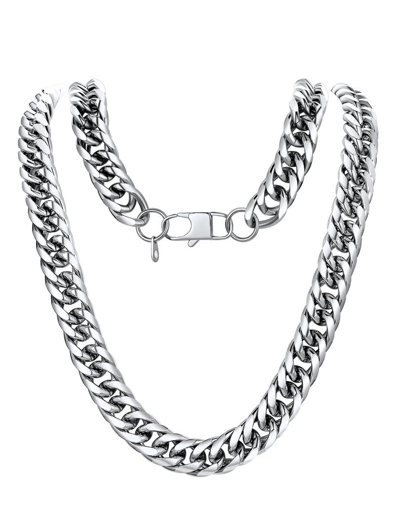 U7 Men's Big Chain 12MM Wide 22" Stainless Steel Franco Curb Necklace Hip Hop Punk Jewelry Cuban Link Chain for Men Women - Image 1