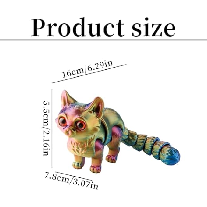 Bojueshaw Cat 3D Model,Flexible 3D Printed Stress Relief Toy,Cats Fidget Toys Decor for Home,Office,Classroom(Green&Blue) - Image 2