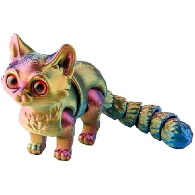 Bojueshaw Cat 3D Model,Flexible 3D Printed Stress Relief Toy,Cats Fidget Toys Decor for Home,Office,Classroom(Green&Blue) - Image 1