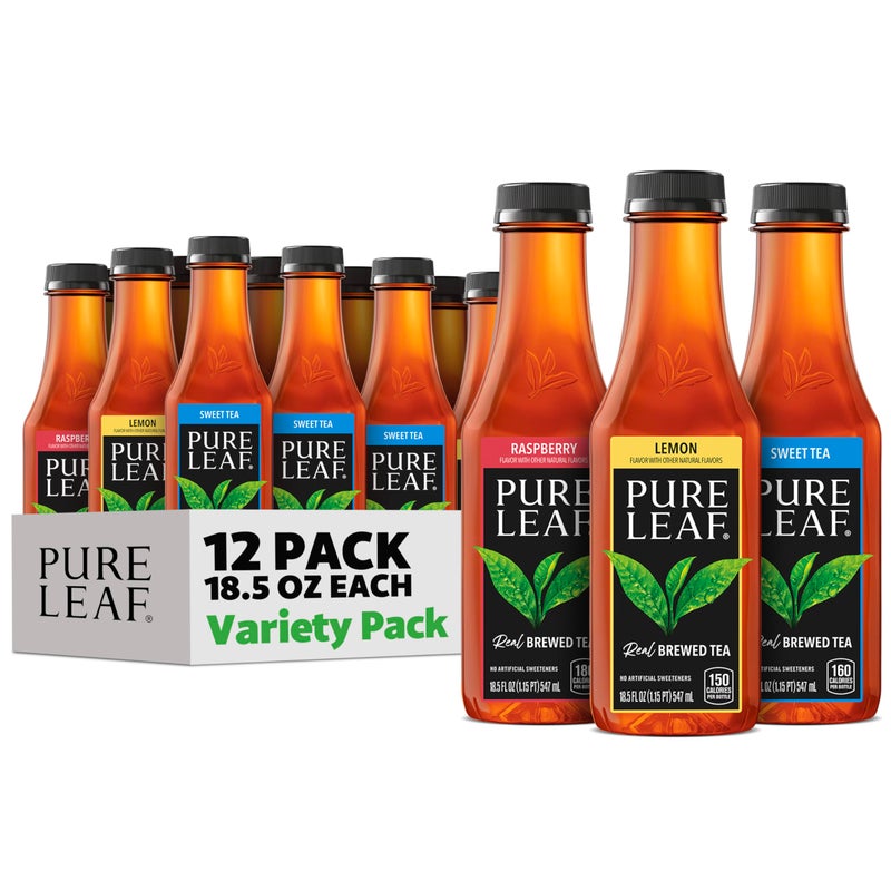 Pure Leaf Iced Tea, Sweetened 3 Flavor Variety Pack, 18.5 Fl Oz Bottles (Pack of 12) - Image 1