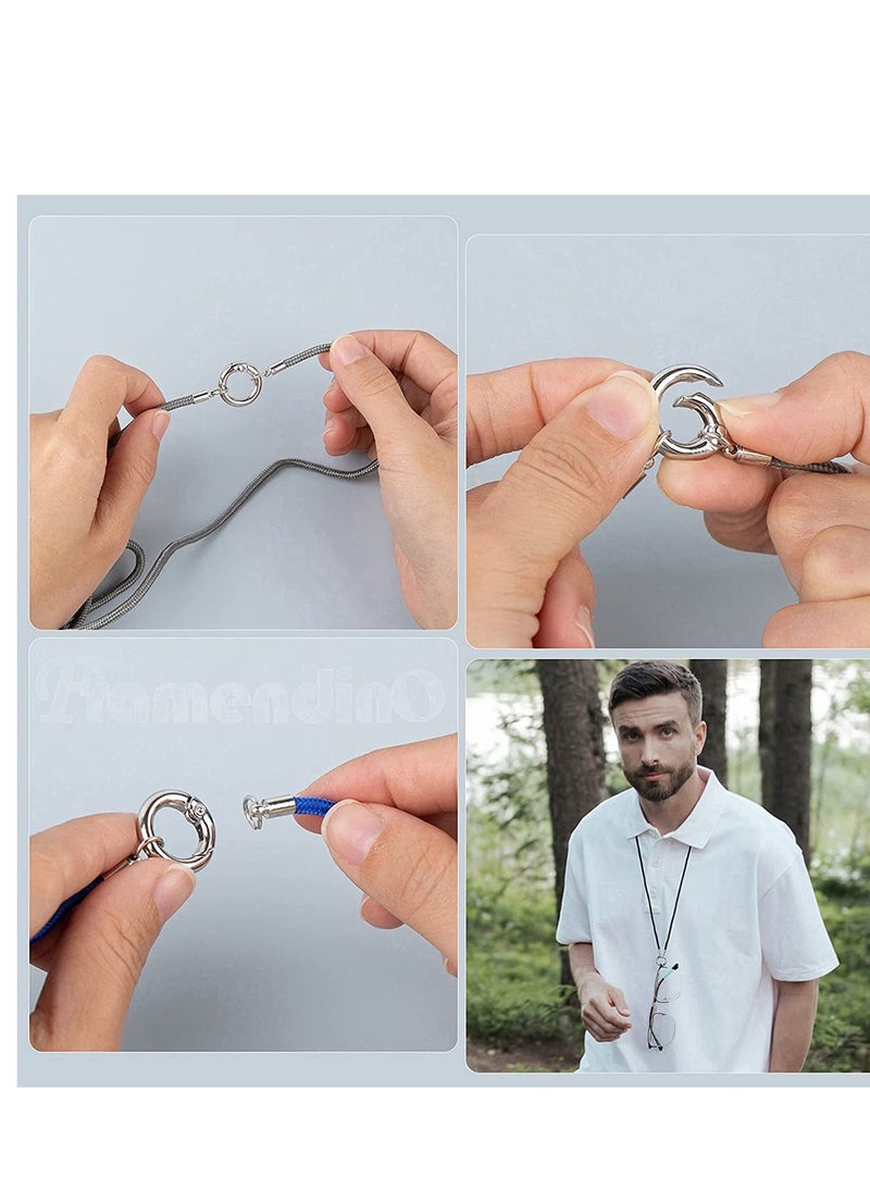 Excefore Necklace Eyeglass Holder Anti Lost Glasses Strap Retainer Stainless Steel Chain Ring Glasses Holder Strap Chain for Women Men Reading Glasses Sunglasses 3 Pcs - Image 4