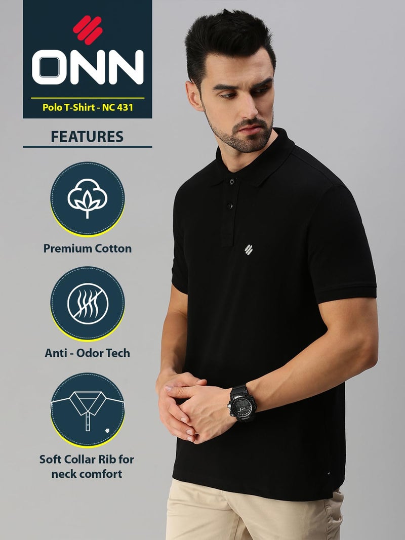 ONN Regular Fit Men's Polo (8904209864857 Casualz_431_Large_Black) - Image 2
