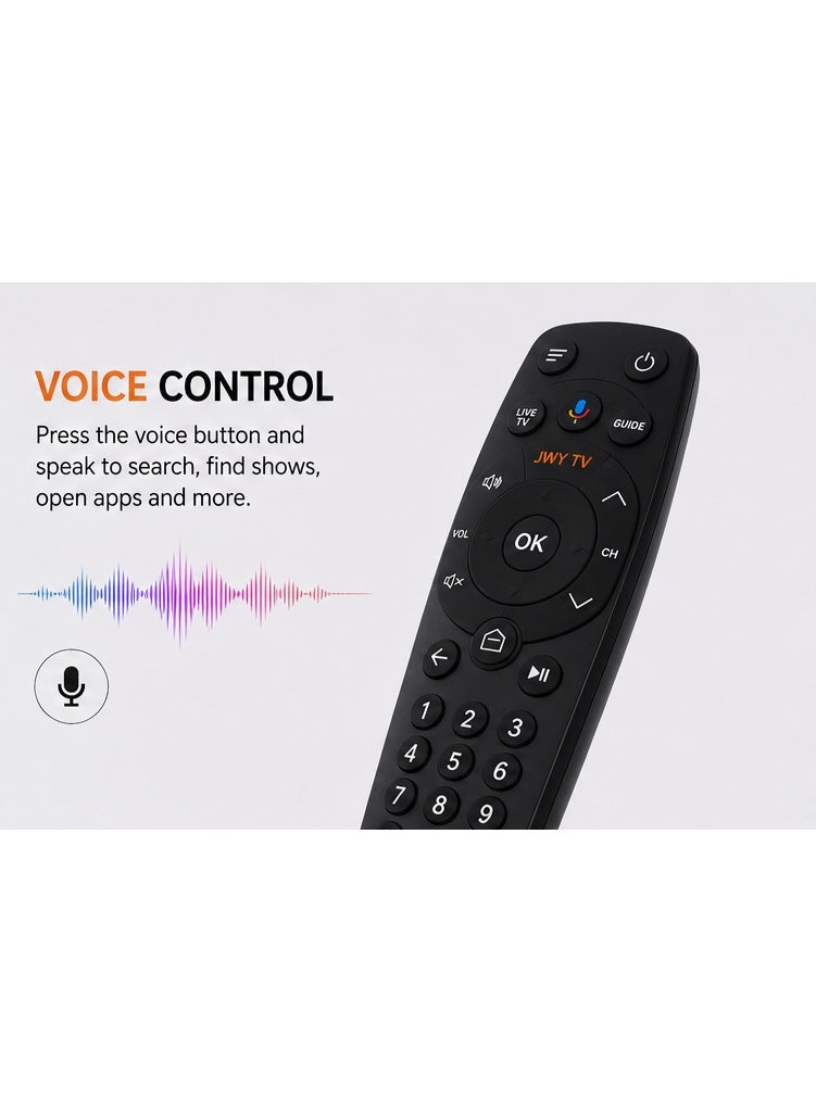 ريموت كنترول جوي تي في بديل متوافق مع Jwy TV بوكس التلفزيون الذكي مع التحكم الصوتي وأزرار الوصول السريع وسهولة الاستخدام لون أسود - Image 3