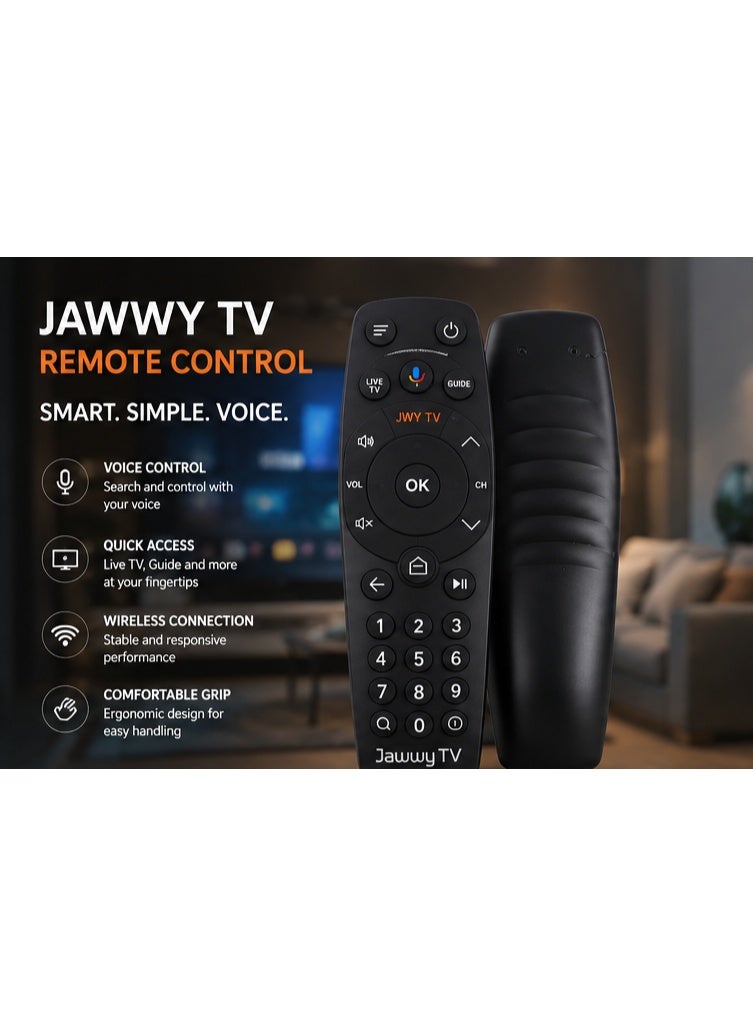ريموت كنترول جوي تي في بديل متوافق مع Jwy TV بوكس التلفزيون الذكي مع التحكم الصوتي وأزرار الوصول السريع وسهولة الاستخدام لون أسود - Image 2