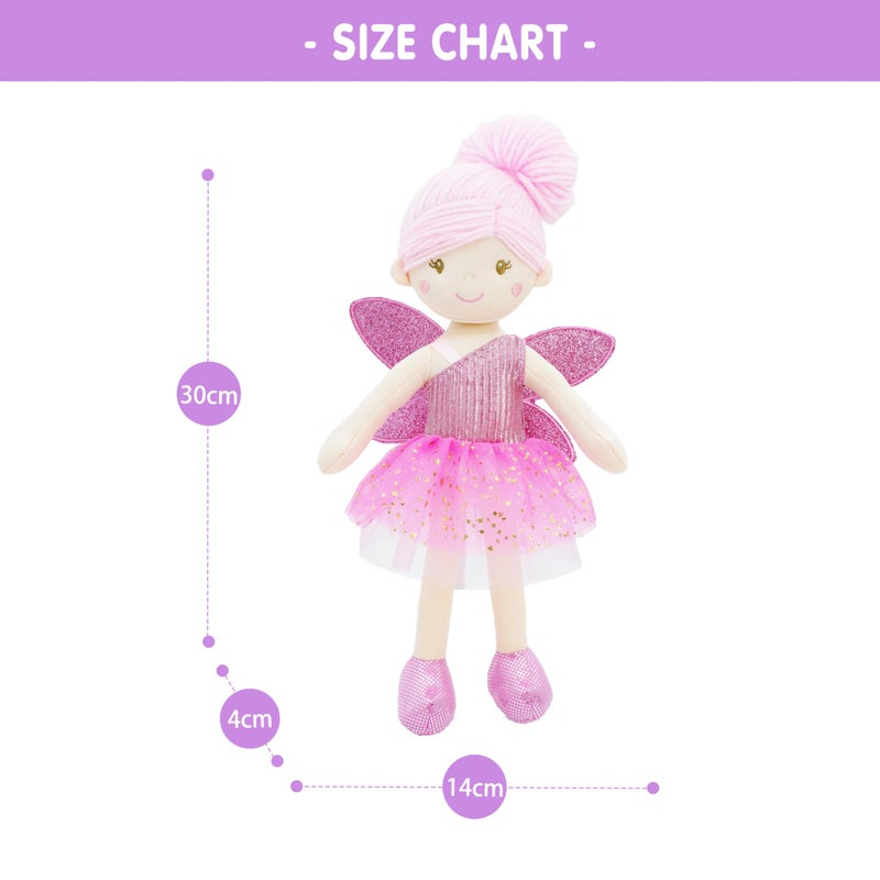 June Garden 12" Enchanted Garden Fairy Doll Elida - Plush Stuffed Soft Doll Girl Gift - Pink Outfit and Wings - Image 2