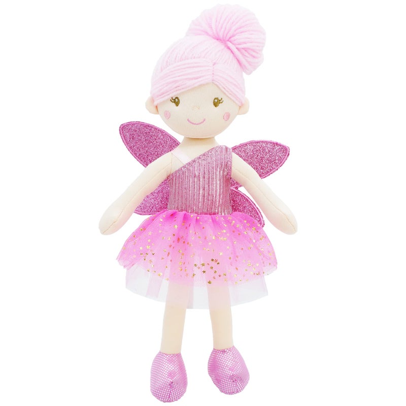 June Garden 12" Enchanted Garden Fairy Doll Elida - Plush Stuffed Soft Doll Girl Gift - Pink Outfit and Wings - Image 1