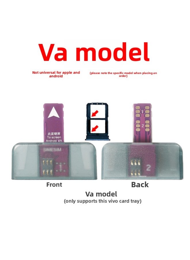 Dual-Card Dual-Standby Mobile Phone External Card Slot Phone Card Inserter SIM External Android Quick Card Replacement Hot Plug Expansion Card-Color:Va Model Dual Large Card
