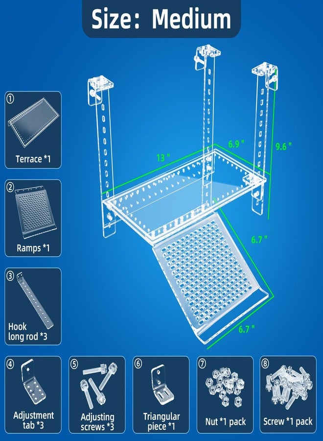 RunDuck Turtle Docks Large Adjustable Turtle Basking Platform for Aquatic Turtles, Design for Tanks 0.3"-2" Thick, Stable Construction,Slip-Resistant Ramp,Adjustable Ramp Direction (13'' x 6.9'') - Image 2