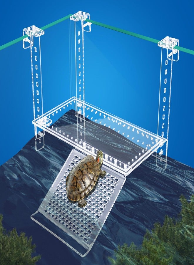 RunDuck Turtle Docks Large Adjustable Turtle Basking Platform for Aquatic Turtles, Design for Tanks 0.3"-2" Thick, Stable Construction,Slip-Resistant Ramp,Adjustable Ramp Direction (13'' x 6.9'') - Image 1