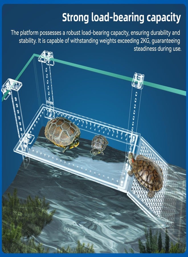 RunDuck Turtle Docks Large Adjustable Turtle Basking Platform for Aquatic Turtles, Design for Tanks 0.3"-2" Thick, Stable Construction,Slip-Resistant Ramp,Adjustable Ramp Direction (13'' x 6.9'') - Image 5