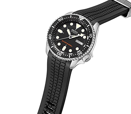Crafter Blue CB11 Curved End Watch Band Rubber Strap Replacement for Seiko SKX series, SRPDxx series and new Seiko Sports 5, Black - Image 3