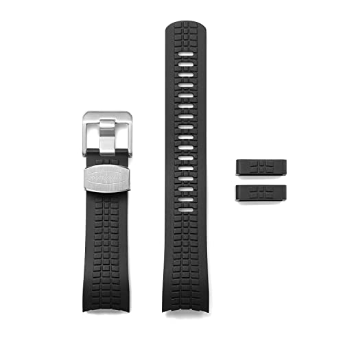 Crafter Blue CB11 Curved End Watch Band Rubber Strap Replacement for Seiko SKX series, SRPDxx series and new Seiko Sports 5, Black - Image 1
