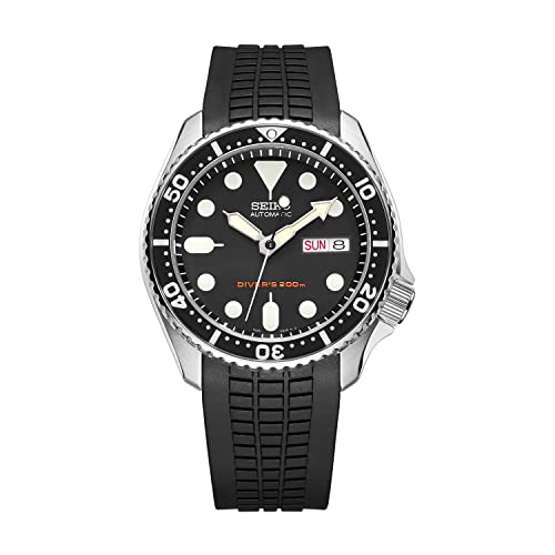 Crafter Blue CB11 Curved End Watch Band Rubber Strap Replacement for Seiko SKX series, SRPDxx series and new Seiko Sports 5, Black - Image 2