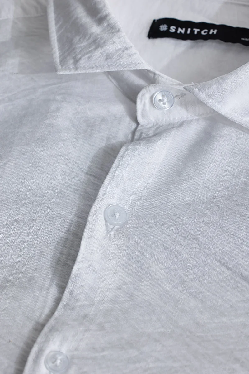 SNITCH White Striped Long Sleeve Slim Fit Casual Shirt