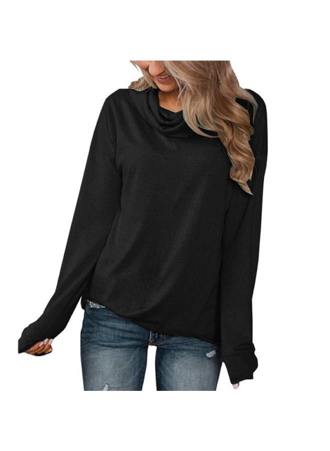 202 European And American Women's Clothing New Autumn Solid Color Pullover Pile Collar Long Sleeve T-shirt Jacket Women 