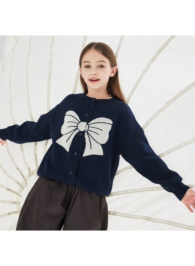 مكد ربطة عنق للأطفال بنات صوفية فضفاضة بأكمام طويلة، سترة صوفية متعددة الاستخدامات للأطفال الأكبر سنًا والمراهقين - Image 4