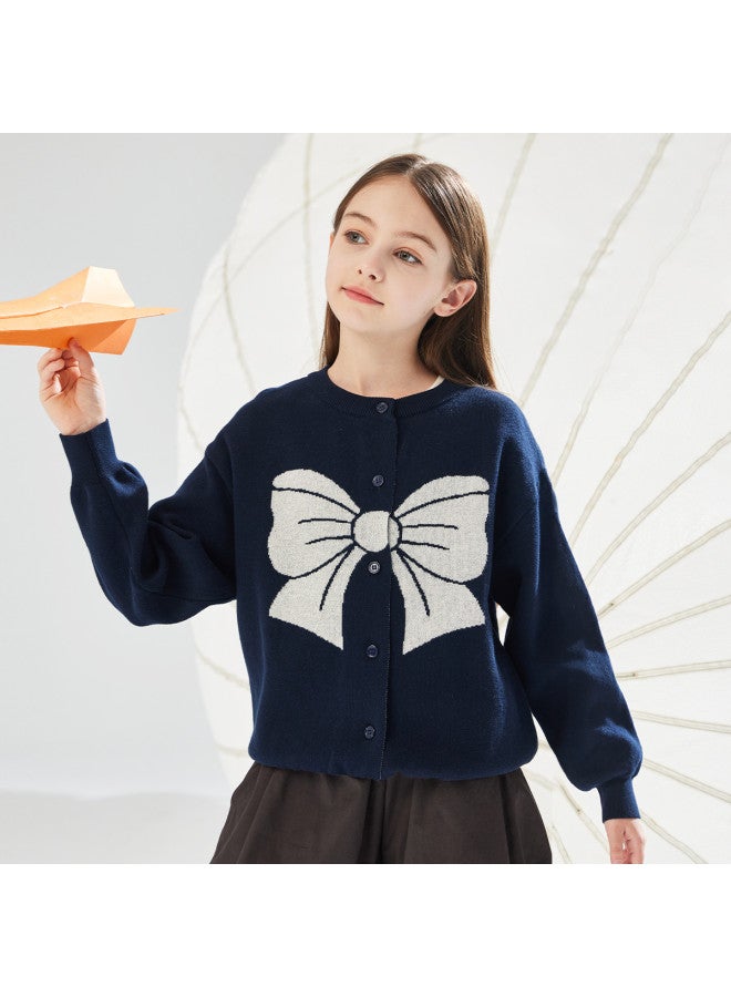 مكد ربطة عنق للأطفال بنات صوفية فضفاضة بأكمام طويلة، سترة صوفية متعددة الاستخدامات للأطفال الأكبر سنًا والمراهقين - Image 2