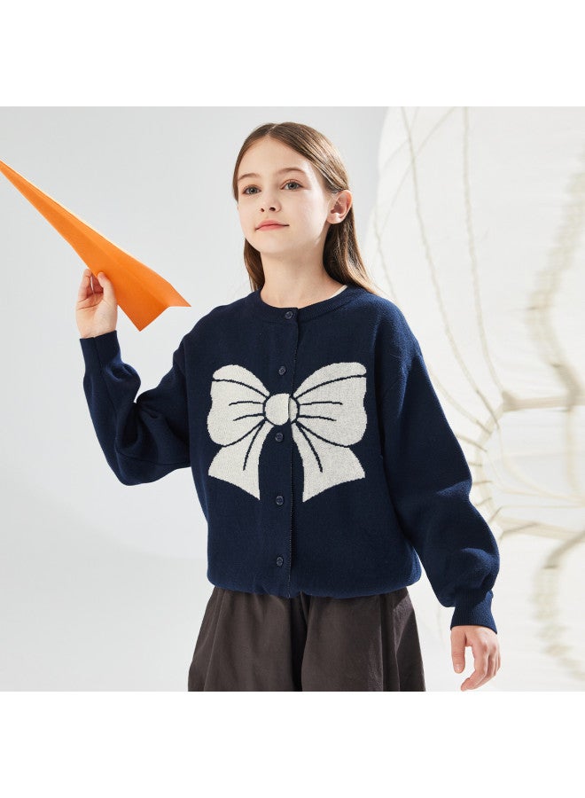 مكد ربطة عنق للأطفال بنات صوفية فضفاضة بأكمام طويلة، سترة صوفية متعددة الاستخدامات للأطفال الأكبر سنًا والمراهقين - Image 5