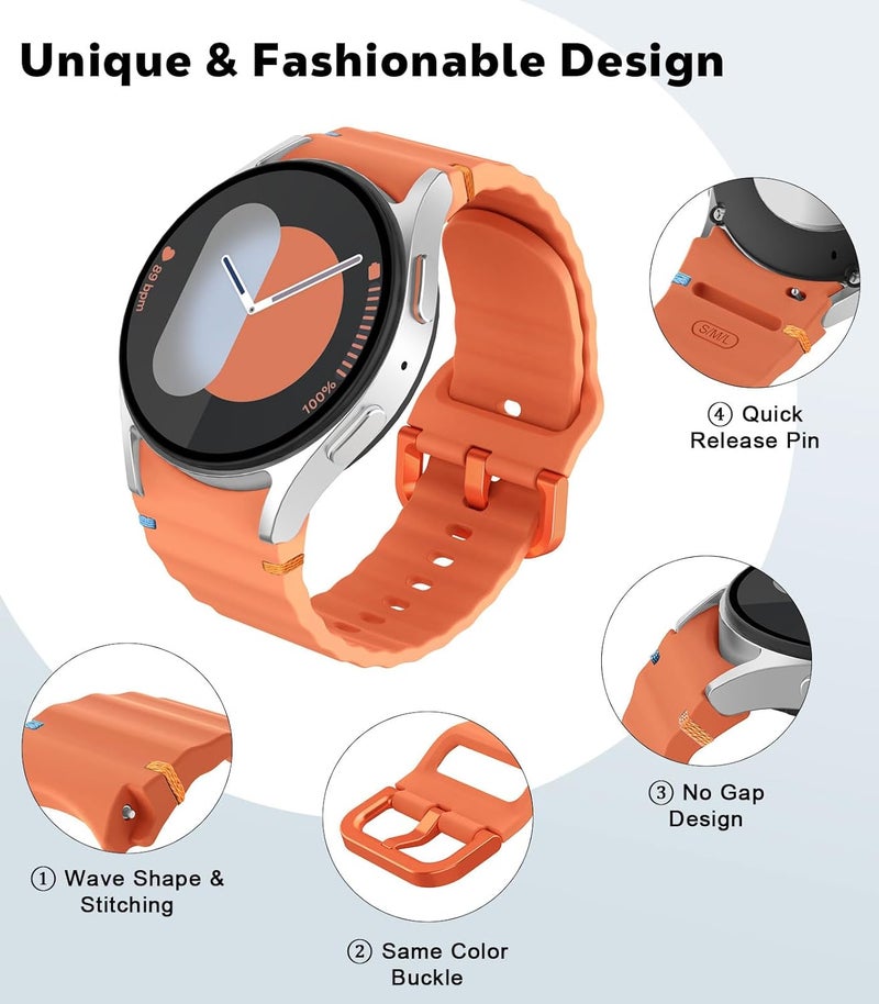 MoKo Sport Band Compatible with Samsung Galaxy Watch 7 FE 6 5 4 Band 40mm 44mm/Watch 6 4 Classic Band 43mm 47mm 42mm 46mm/Watch 5 Pro Band 45mm, No Gap Soft Silicone Bands for Women Men - Image 3