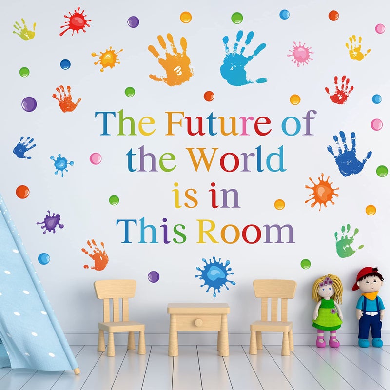 Colorful Inspirational Quotes Wall Decals Vinyl Paint Splatter Handprint Wall Stickers Motivational Sticker Positive Saying Wall Decals for Classroom School Kids Bedroom Playroom Nursery Wall Decor