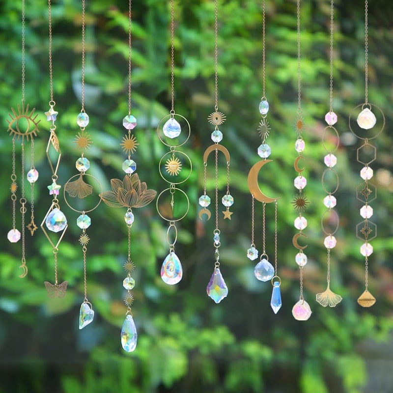Worgree Sun Catchers, 10 Pieces Colorful Crystal Suncatcher with Chain Pendant Ornaments Hanging Crystals Prism Rainbow Maker for Windows Indoor Outdoor Car Mirror Garden Decor Wedding Party Xmas Gift - Image 4