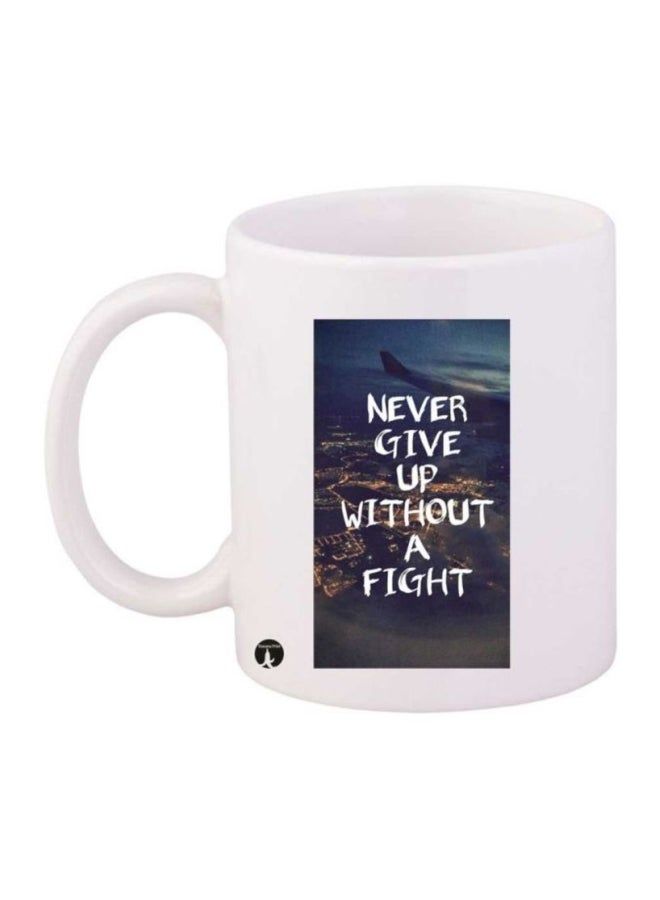 RKN Never Give Up Printed Mug White/Black/Blue - Image 1
