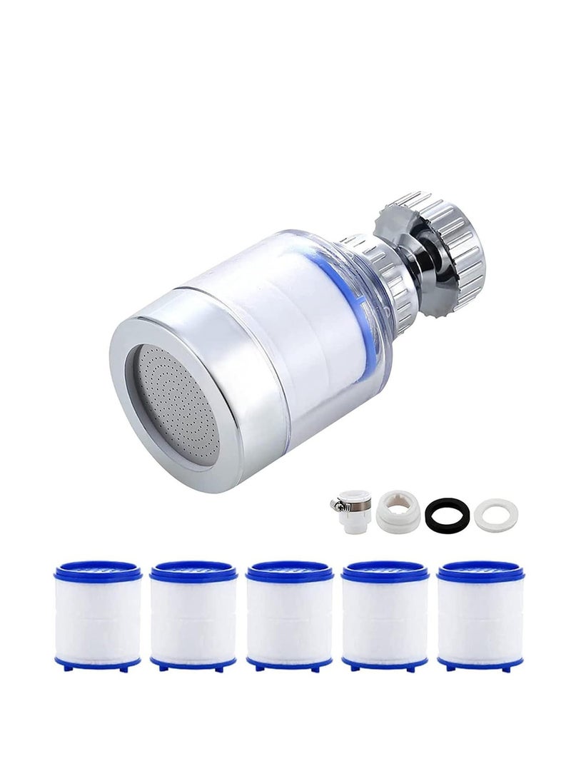 Arabayt Kitchen Faucet Water Filter Universal 360 Degree Swivel Sink Filter with 5 Cartridges for Bathroom and Kitchen Everyday Use - Image 1