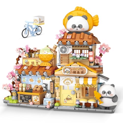 NEWABWN Japanese Street View Taiyaki Shop Mini Building Blocks MOC Creative Building Toys Cute Panda Building Set for Kids 612 Simulation Architecture Construction Toy Gift Idea for Kids Adults 858 PCS - Image 1