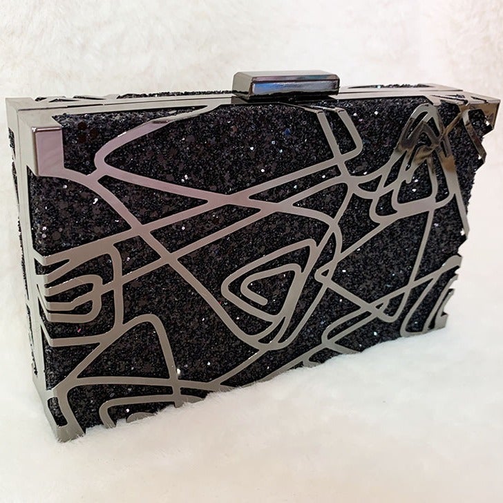Geometric Rose Metal Dress All-Match Shiny Crossbody Single-Room Handbag For Dinner - Image 3