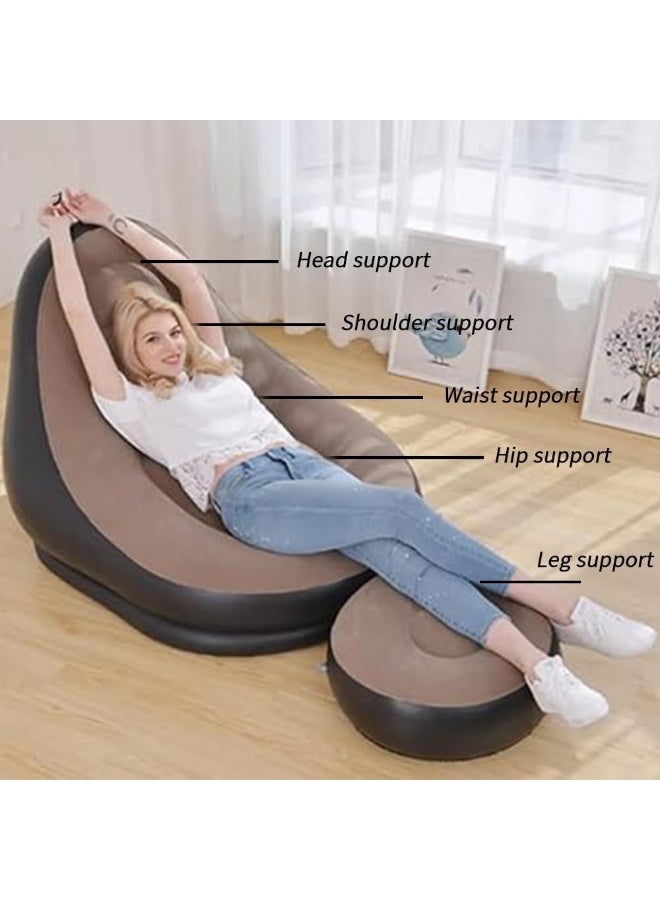 MOMENT Inflatable Sofa, 116 X 98 X 83Cm Inflatable Lounge Chair, Air Couch Footrest, Lazy Necessity Furniture, Gaming Reading & Movie Watching Lounger, Outdoor Travel Camping Picnic  - Image 3