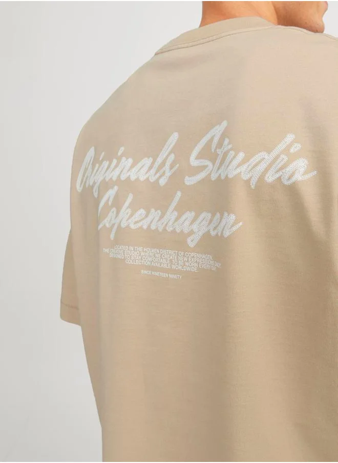 JACK & JONES Chelsea Rubber Crew Neck Loose T-Shirt