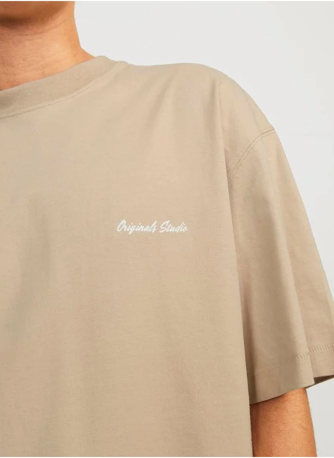 JACK & JONES Chelsea Rubber Crew Neck Loose T-Shirt