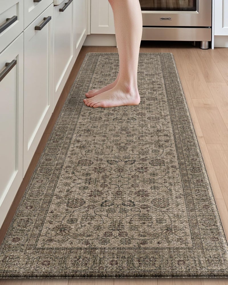 DEXI Kitchen Mats for Floor Cushioned, 23x86 Extra Large Long Runner Rug Non Slip, Waterproof Soft Comfort Standing Padded Anti Fatigue Decorative, Brown - Image 1