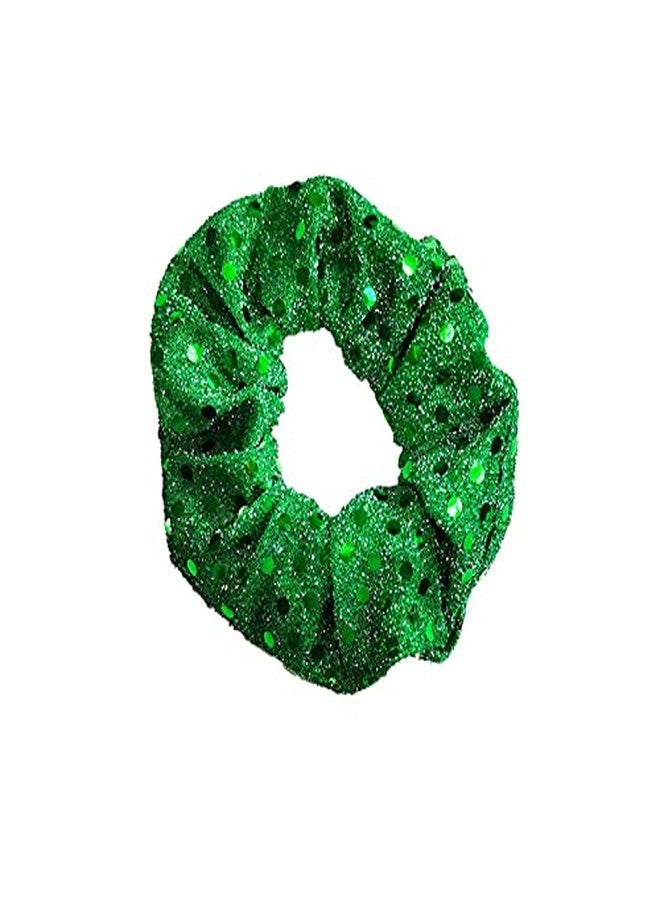 KOOMAGIC 12 Pcs Glitter Cheer Christmas Sequins Hair Scrunchies Santa Claus Dance Scrunchie School Performance/Sports/Practice/Party Scrunchie Ponytail Holder Wrist for Girls Show (Green) - Image 2