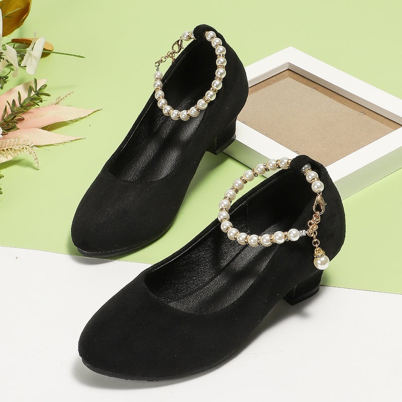 Girls'' High-Heeled Shoes 2026 Spring and Autumn New Style Little Girl Foreign Trade Single Shoes Children''s Princess Shoes for Older Children Black Shoes - Image 1
