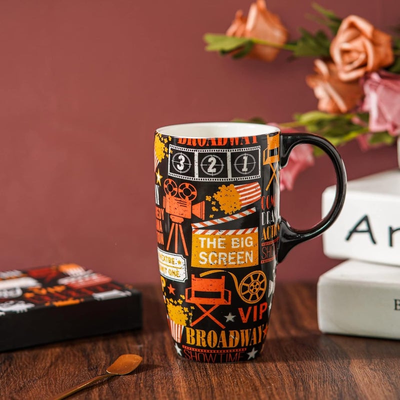 DUSVALLY Coffee Ceramic Cup Travel Mug Porcelain Latte Tea Cup With Lid and Box 17ozTall Coffee Mug - Image 2