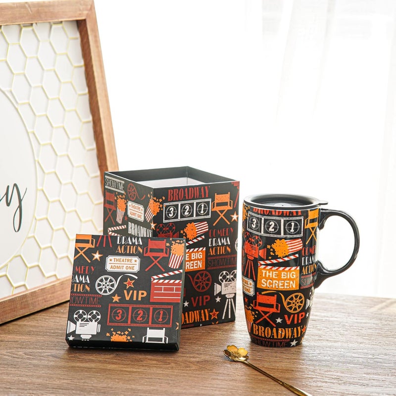 DUSVALLY Coffee Ceramic Cup Travel Mug Porcelain Latte Tea Cup With Lid and Box 17ozTall Coffee Mug - Image 3