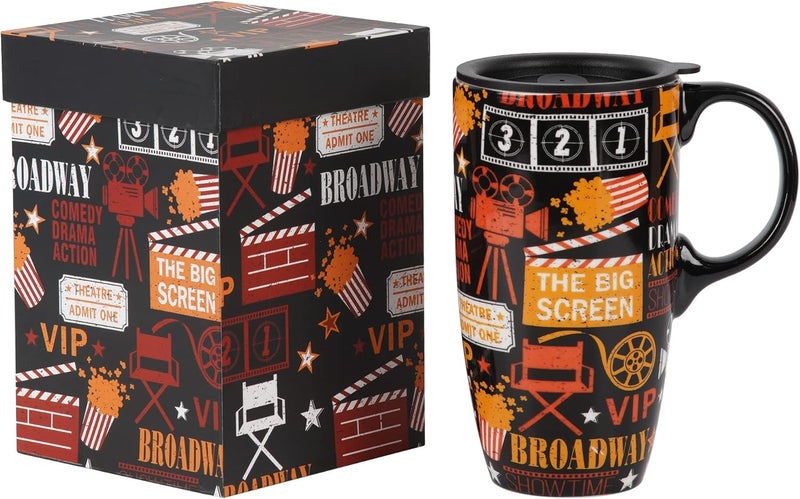 DUSVALLY Coffee Ceramic Cup Travel Mug Porcelain Latte Tea Cup With Lid and Box 17ozTall Coffee Mug - Image 1