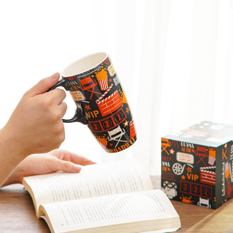 DUSVALLY Coffee Ceramic Cup Travel Mug Porcelain Latte Tea Cup With Lid and Box 17ozTall Coffee Mug - Image 4